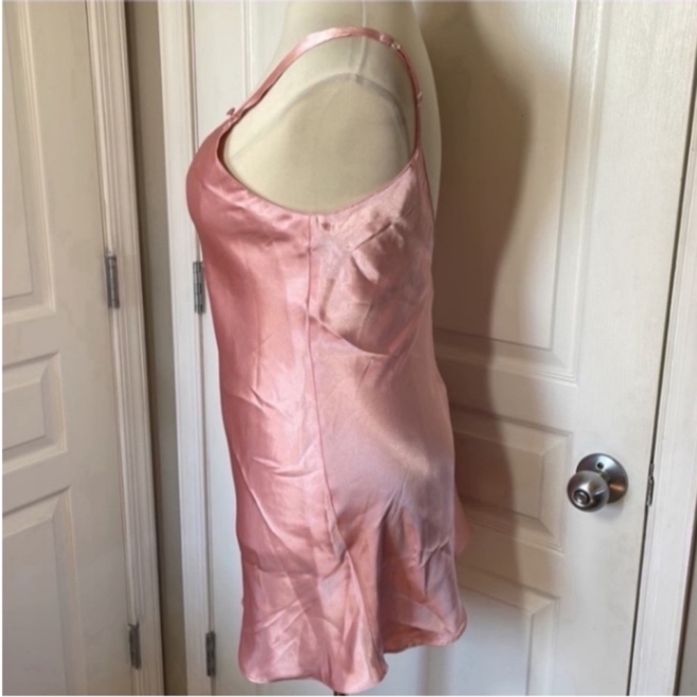 Vintage Jones NY Slip Dress Mini Nighty Pink Silky Satin Barbie Cutout Back Bows - Picture 10 of 16